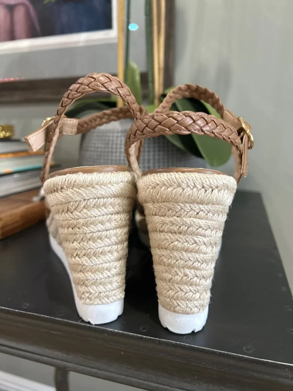 Stuart Weitzman Mykonos Espadrille Braided Leather Wedge Brown Womens Size 10
